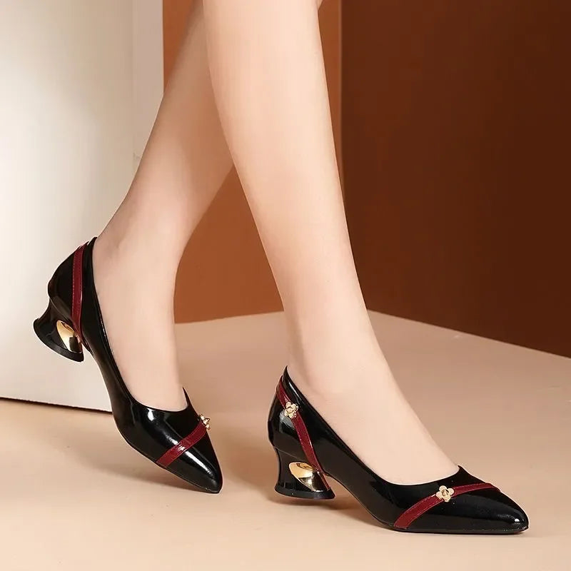 zapatos de mujer women cute pointed toe spring slip on square heel shoes for office lady classic hotel career pumps sapatos a327