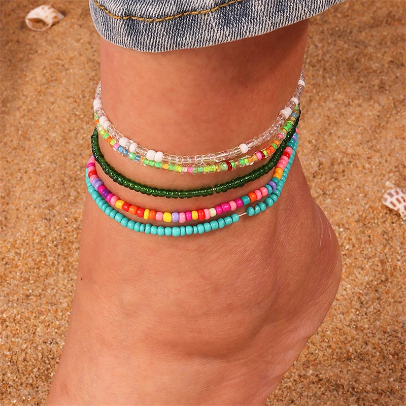 Bohemian Colorful Handmade Beads Anklets for Women Summer Beach Ankle Bracelet Foot Leg Chain Female Girls Jewelry Accessories