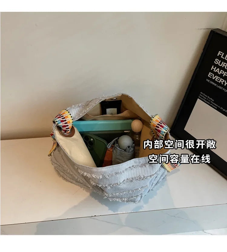 2025 Women Boho Straw Tote Bag Stylish Beach Shoulder Purse Spacious Woven Crossbody