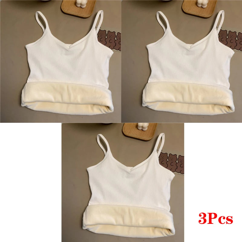 נשים חורף חם תחתונים מוצק צבע תרמי מזדמן Nightwear סקסי גמישות נשית דקה קטיפה חולצת טריקו ללא שרוולים חולצות