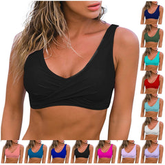 bikini Beach Style Solid Color Women's Swimsuit Tops  V Neck Top No Bottom For Teenagers biquinis feminino tendência 2024
