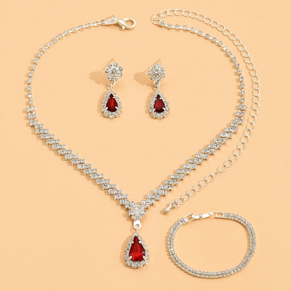 4 Pieces Of Women's Wedding Accessories, Earrings, Necklaces, Bracelets, Bridal Jewelry Sets, Banquet And Party Accessories-8071