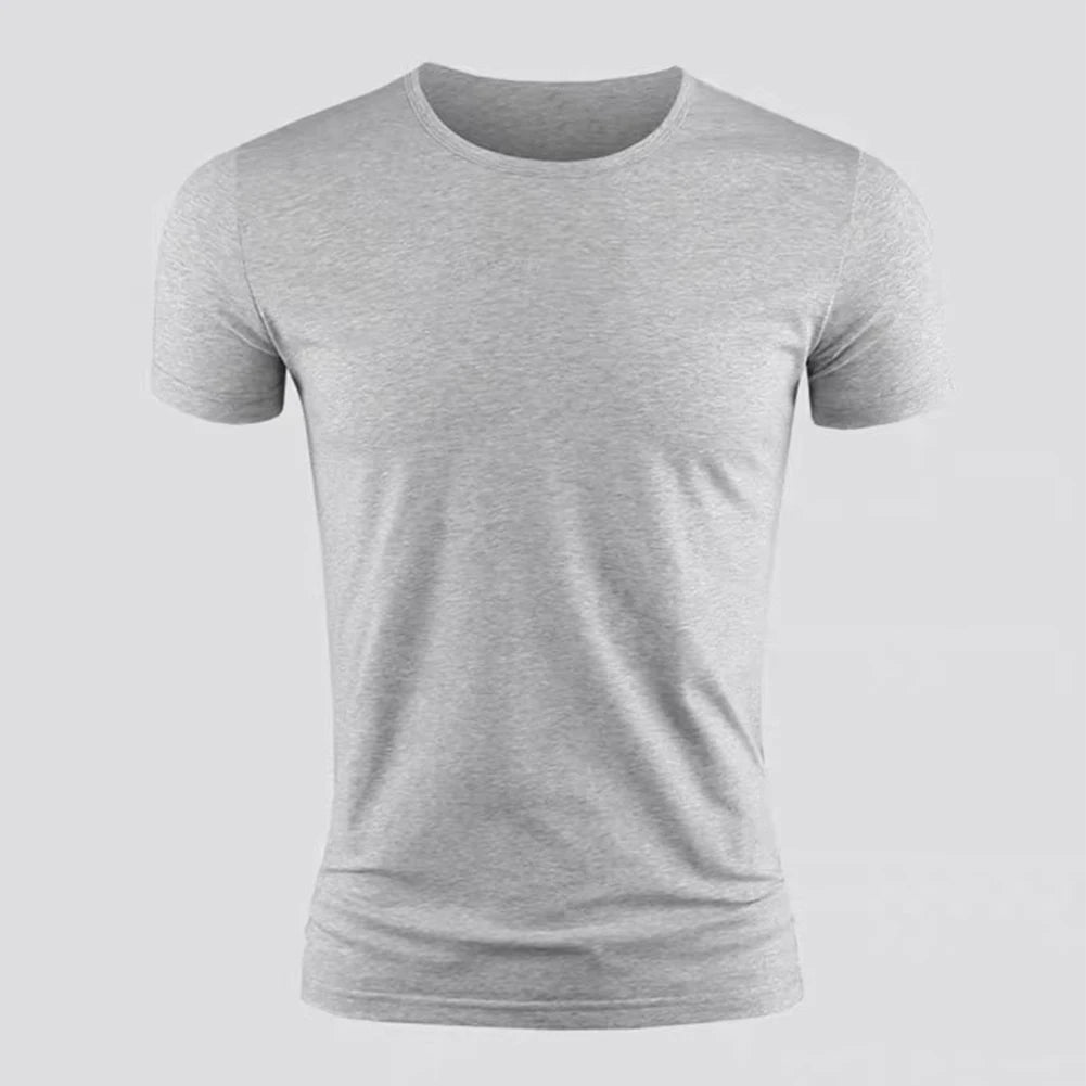 Summer Men's Short Sleeve T-Shirt Basic Plain Casual Gym Muscle Crew Neck T-shirts Slim Fit Tops Tee Clothing For Man