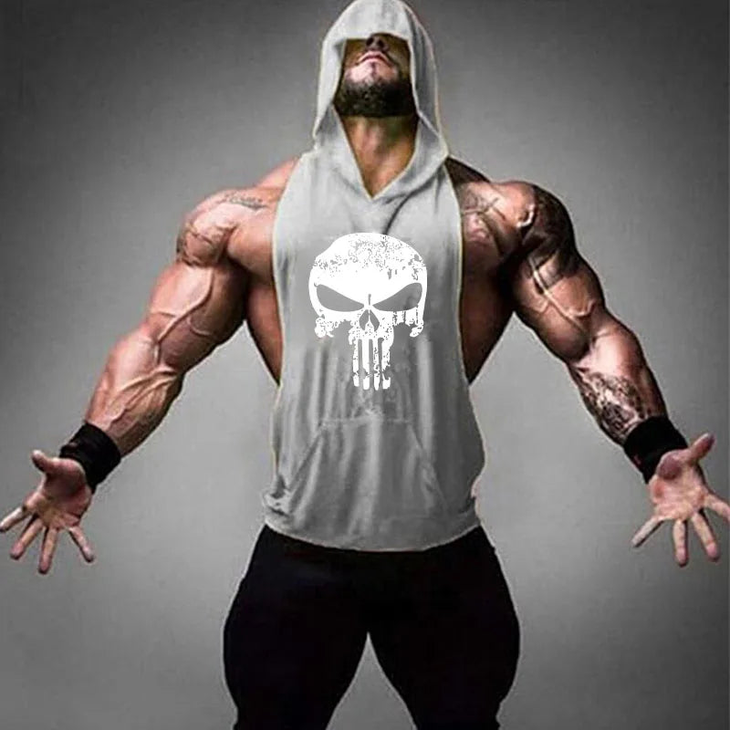 Bodybuilding Tank Tops Men Gym Fitness Cotton Hooded Vest Sleeveless Shirt Workout Hoodie Summer Casual Fashion Singlet Clothing