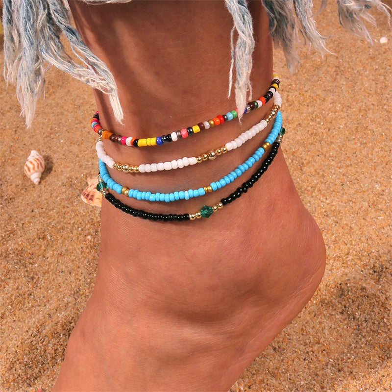 Bohemian Colorful Handmade Beads Anklets for Women Summer Beach Ankle Bracelet Foot Leg Chain Female Girls Jewelry Accessories