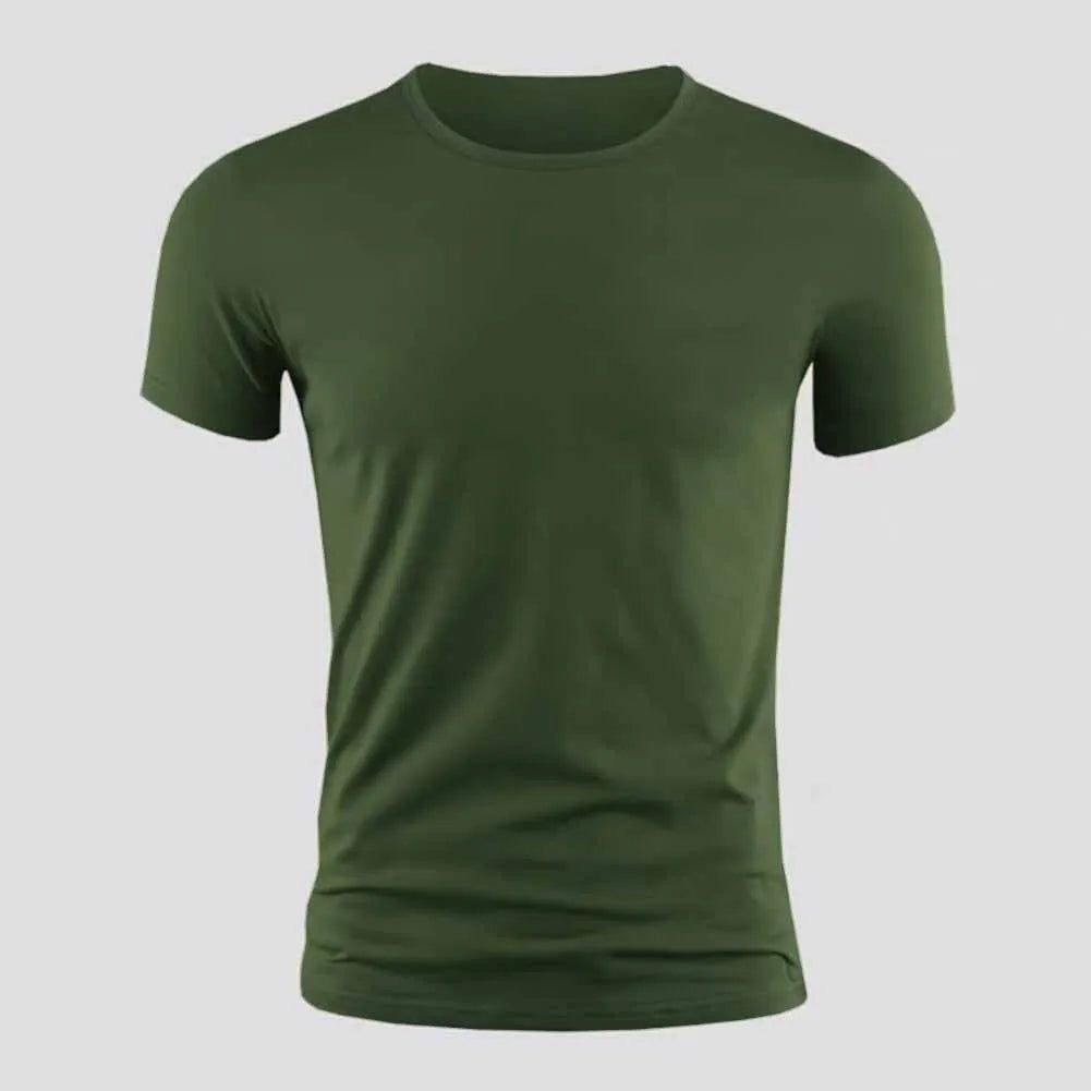 Summer Men's Short Sleeve T-Shirt Basic Plain Casual Gym Muscle Crew Neck T-shirts Slim Fit Tops Tee Clothing For Man