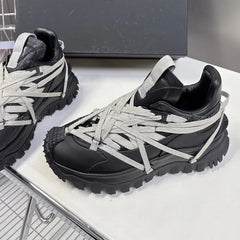 2025 New Platform Sneakers Women  Men  Casual Shoes  Leather Round Toe  lace up Runners Shoes 35-46 Women's Sports Shoes