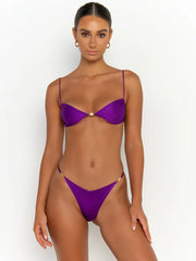 ZRTAK Solid Bikini Sexy Swimwear Women Swimsuit With Ties Thongs Bathing Suits Beachwear Brazilian Biquini