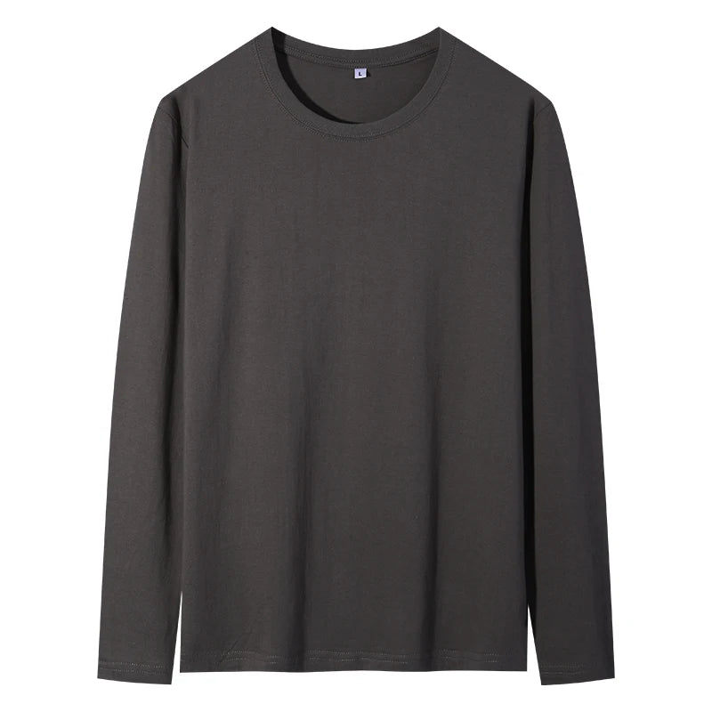 2025 Spring Summer Mens O-Neck T-Shirt Long Sleeve T Shirt Male Solid Tshirt Man Clothing Breathable Men Tops Tees
