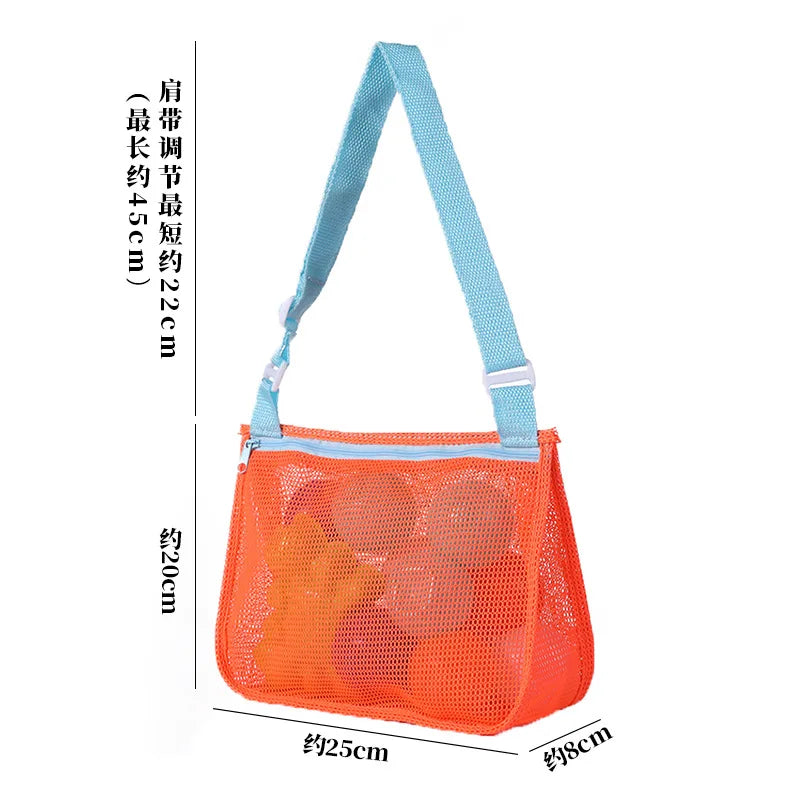 Beach Toy Mesh Bag Kids Shell Storage Bag Beach Toy Seashell Bag Mesh Pool Bag Sand Toys Swimming Accessories for Boys and Girls