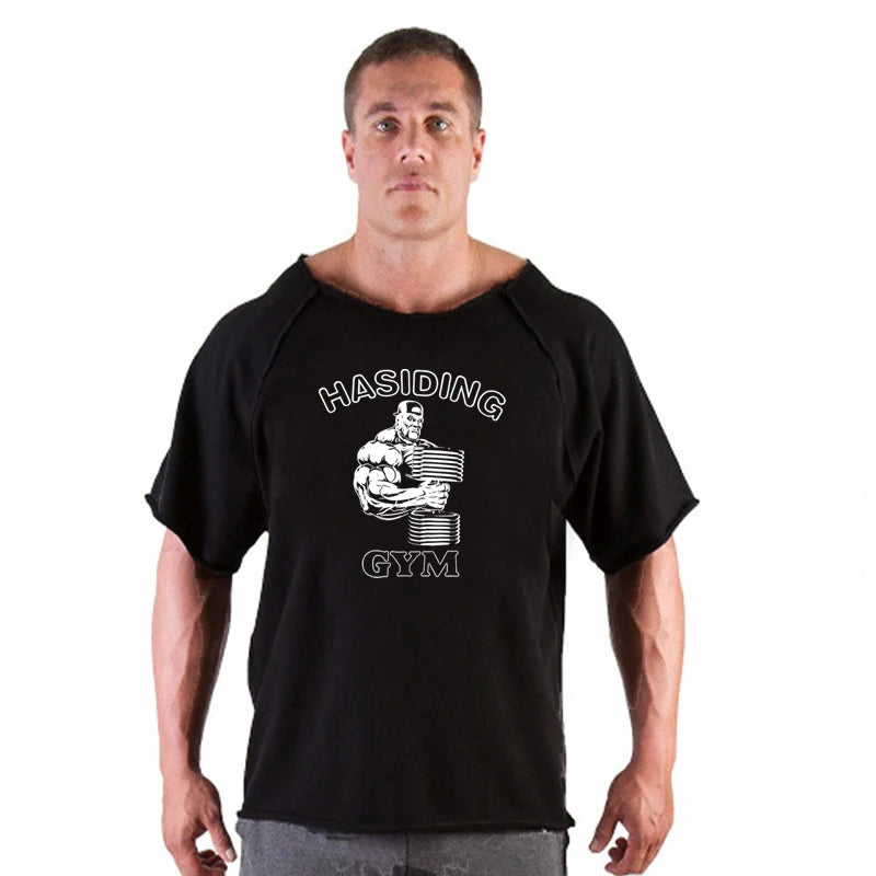 New Hot Sale Men Printed T Shirts Breathable Loose Running Shirt Cotton Tees Bodybuilding Singlet Fitness GYM POWERHOUSE T Shirt