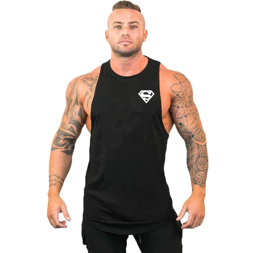Men Bodybuilding Clothing Cotton Sleeveless Shirt Brand Gym Stringer Tank Top Man Fitness Vest Singlet Sportwear Workout Tanktop