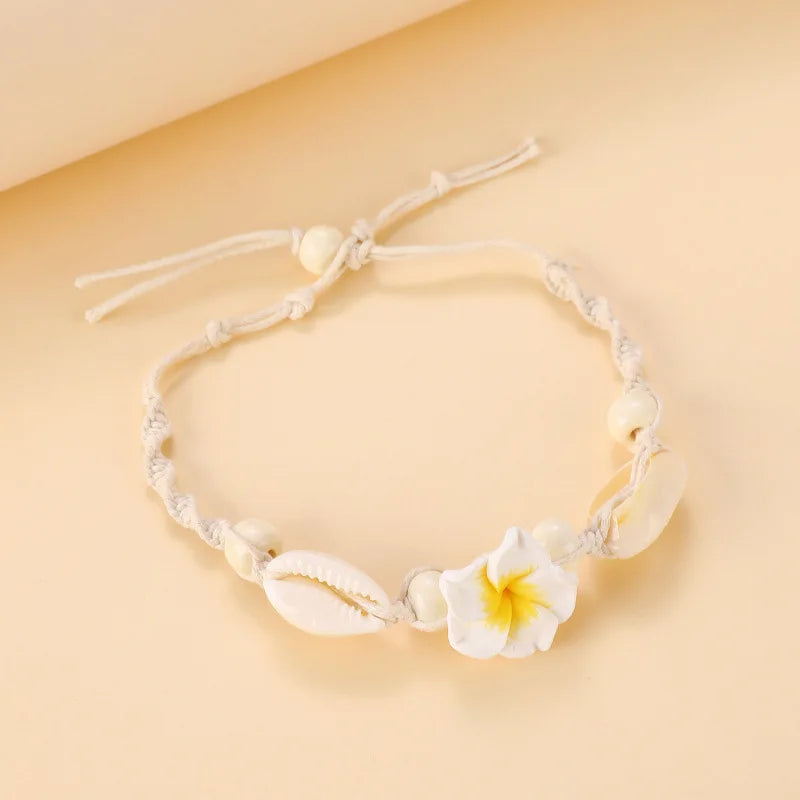 2025 Summer New Boho Shell Handmade Braided Ankle Bracelets for Women Beach Anklets Jewelry Accessories Gifts