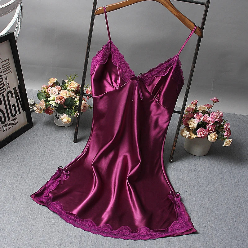 Bowknot Transparent Sexy Underwear Lace Tulle Hollow Suspender Nightdress