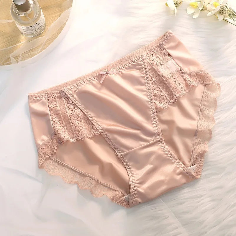 2025 New Underwear for Women  Ice Silk Panties for Lady Breathable Sexy Pure Desire Panties Large Mid Waist M-XXXL