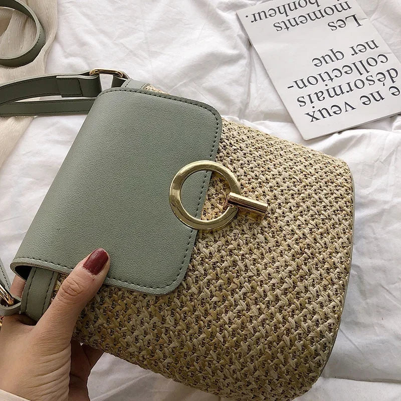 Beach Vacation Woven Women's Bag 2023 New Fashion Trend Korean Version Versatile Fashion Handheld Crossbody Bucket Bag