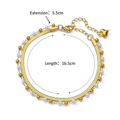 Boho Anklets for Women Summer Beach Accessories Stainless Steel Imitation Pearl Chain Anklet Gold Color Leg Bracelets Bodychain