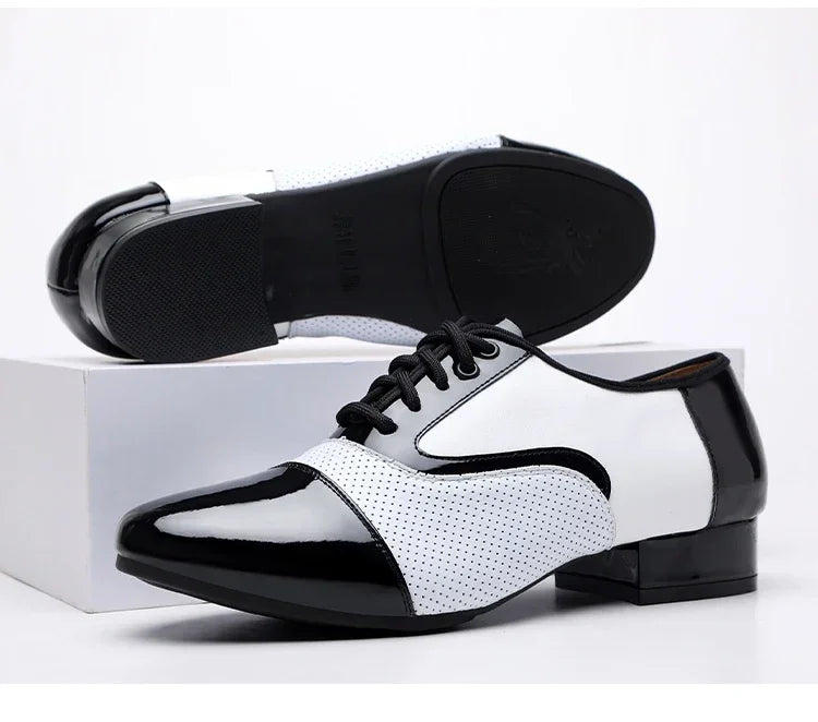 Modern Dance Shoes For Men Soft Performance Leather Breathable Social Latin Dance Square Formal Dress Jazz Dance Shoes Sneakers