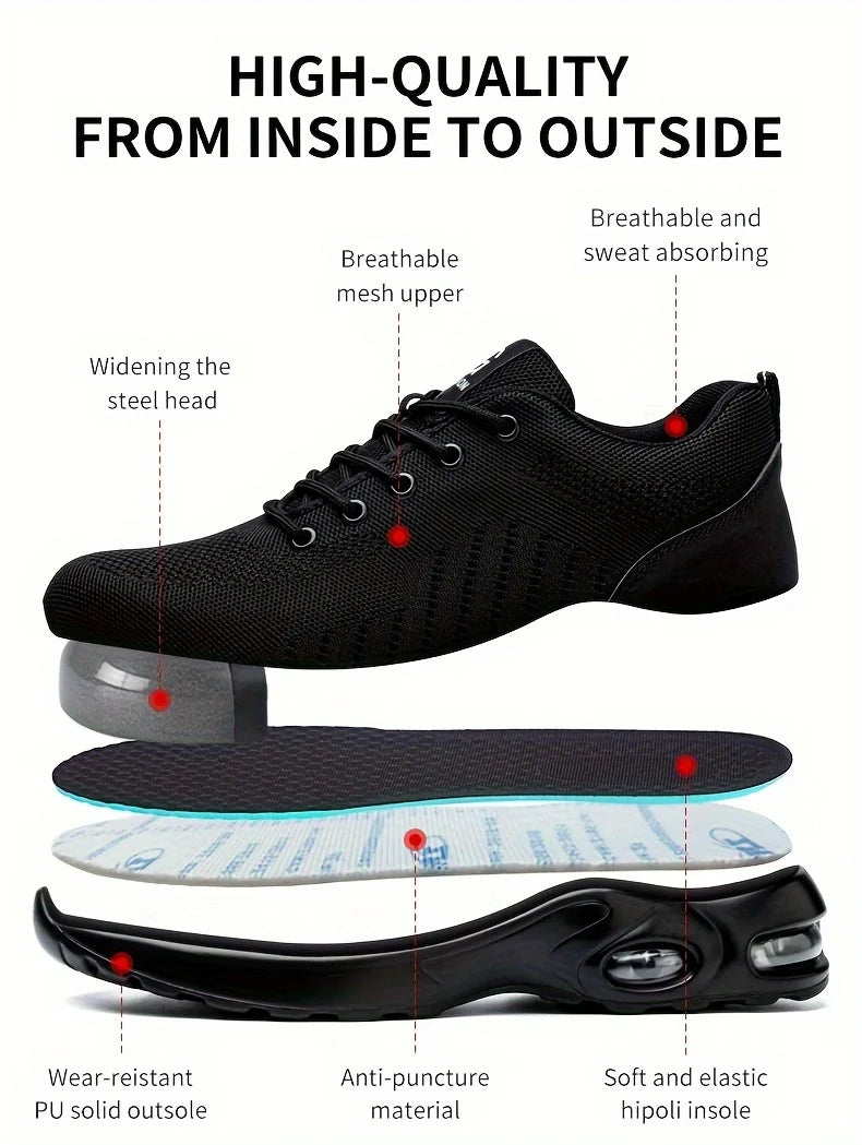 Mens Safety Work Shoes Steel Toe Outdoor Protective Boots Wear-Resisting Lightweight Unisex Sneakers Womens Shoes Size 36-46