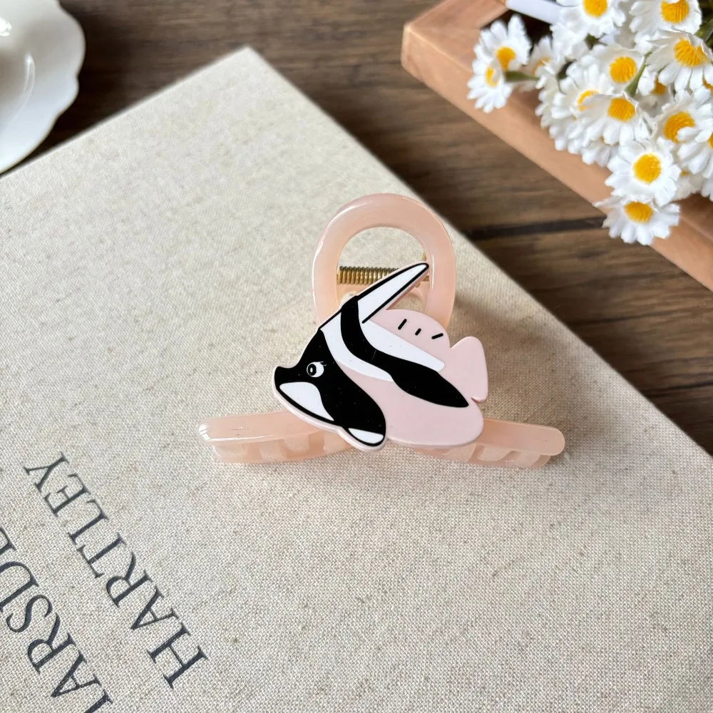 Bohemian Acetate Ocean Animal Hair Clips for Women Non-Slip Summer Beach Hair Accessories Cartoon Fish Whale Multi-Pack Gifts