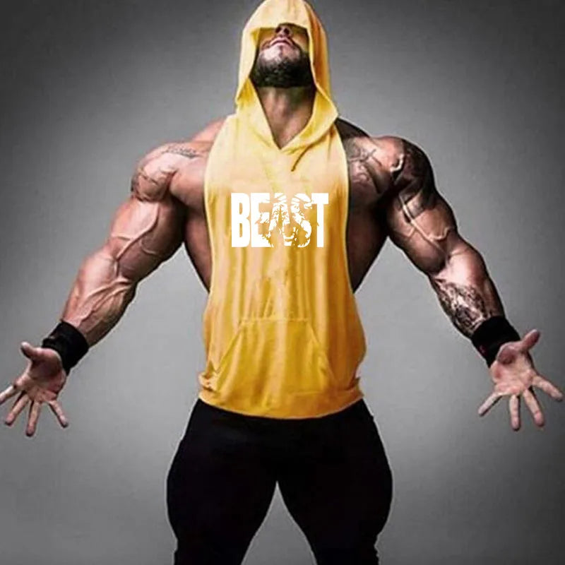 Bodybuilding Tank Tops Men Gym Fitness Cotton Hooded Vest Sleeveless Shirt Workout Hoodie Summer Casual Fashion Singlet Clothing