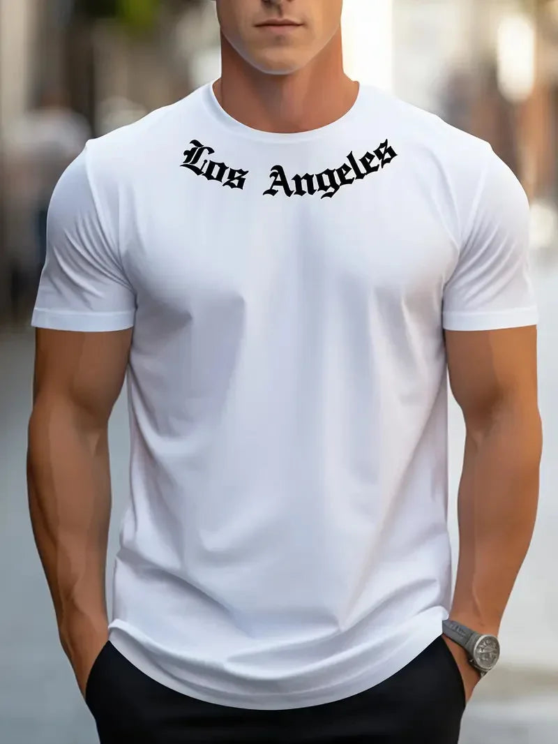 Men's Tops New Style Letter Print Fashion Casual Short-sleeved T-shirt Streetwear  Men Clothing  Graphic T Shirts  Harajuku