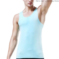 Sport- und Fitnessweste für Herren, schnelltrocknend, Business-Casual, nahtlos, atmungsaktiv, figurbetont, elastisch, ärmellos, aus Eisseide