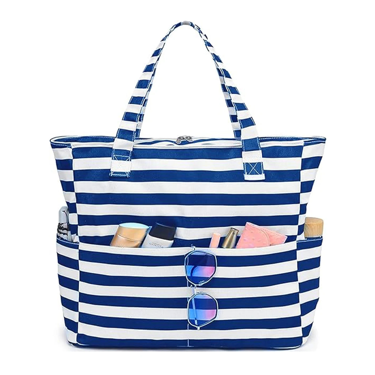 Beach Tote Bag Women，Foldable Travel Bag with Anti-Sand Pocket Lightweight Storage Bag for Gym/Shopping Packable in Carry-On