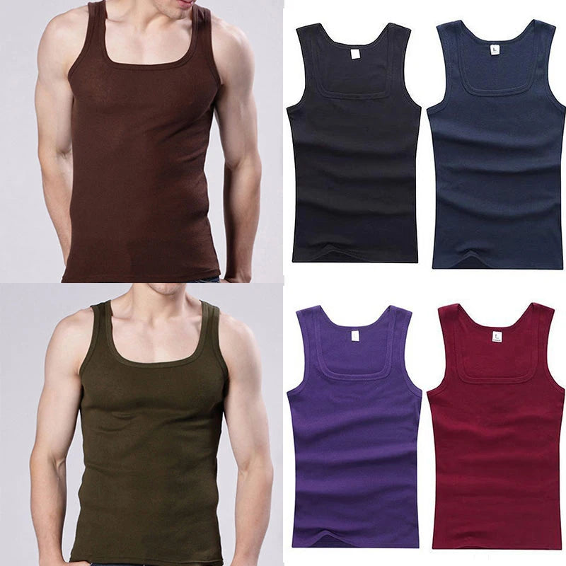 New Casual Bodybuilding Vest Summer Plus Size Men Clothing Tank Tops Black White Gray Singlets Sleeveless Fitness Men Vest Tees