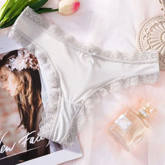 Bequeme, nahtlose Slips aus Eisseide mit Baumwollzwickel, niedrigem Bund und Schleife, Damenunterwäsche für den Sommer