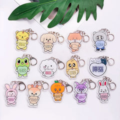 Kpop Stray Kids Acrylic Car Keychain Accessories Creative Funny Kawaii Trendy Bag Charm Backpack Pendant Keyring Gifts For Fans
