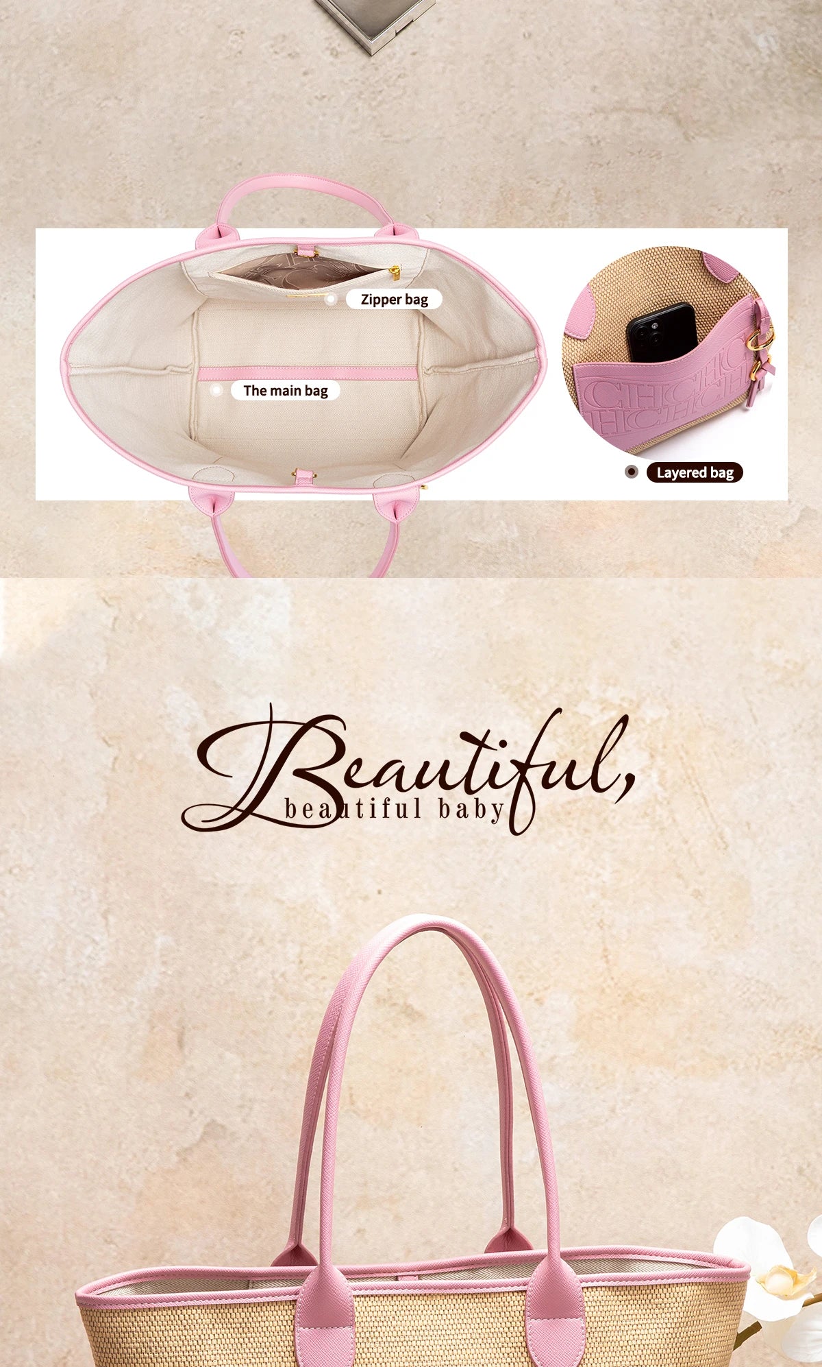 Beach Vacation Women's Tote Bag 2025 New Summer PP Grass Weaving Splicing Design Large Capacity Handbag