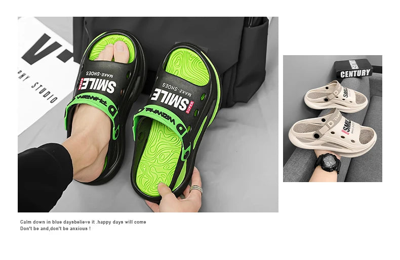 2024 Men's Outdoor Sandals Slippers Beach Comfortable Soft Sole Slide Clogs Casual Shoes Men Women Beach Sandals Big Size 46 47