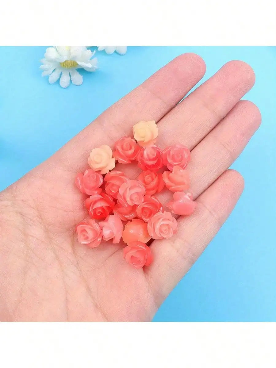 5/11/21pcs Rose Decorative Beads, Summer Beach Vacation Women's Fashion Accessories Decorative Accessories, DIY Party Gift Beads