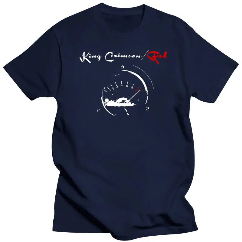 King Crimson Herren-T-Shirt mit rotem Tachometer-Logo, schwarz
