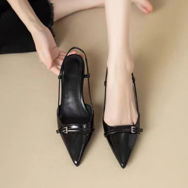 2025 Women Shoes Pumps Sandals Spring Fashion Pointed Toe Slingbacks Female Footwear Summer Ladies Shallow Shoes High Heels