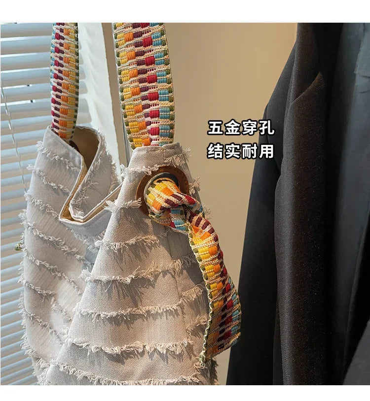 2025 Women Boho Straw Tote Bag Stylish Beach Shoulder Purse Spacious Woven Crossbody