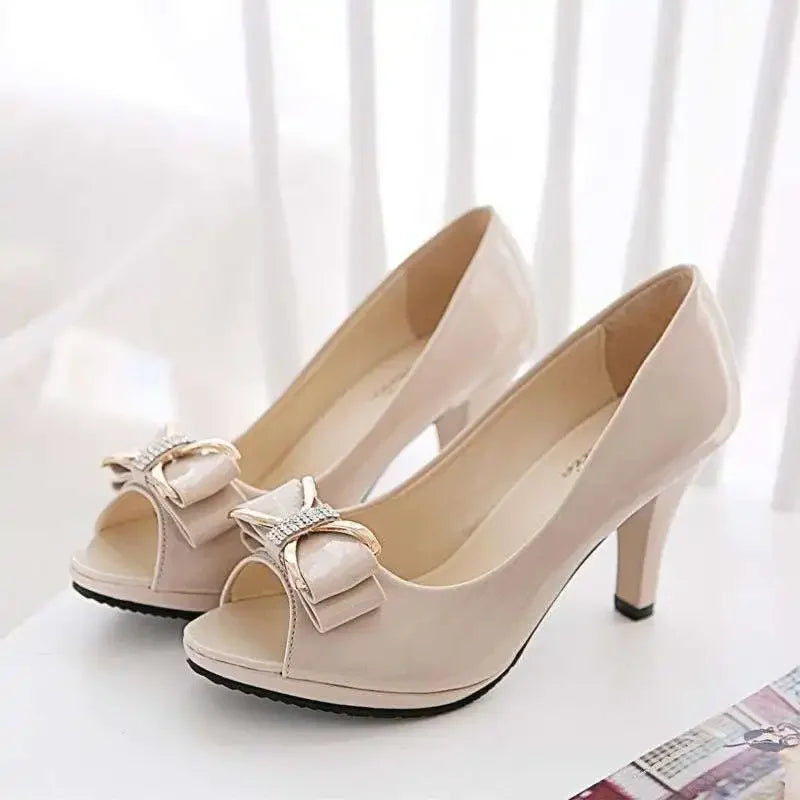 2024 Female Stiletto High Heel Shoes Woman Pumps Sexy Open Toe Fish Mouth Shoes Woman Bowknot Party Sandals Ladies Summer Shoes