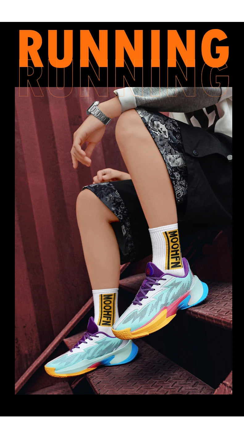 Basketball Shoes for Men and Women, Lightweight Mesh Breathable Non-Slip Wear-Resistant Shock-Absorbing Practical Soft-Soled Stu