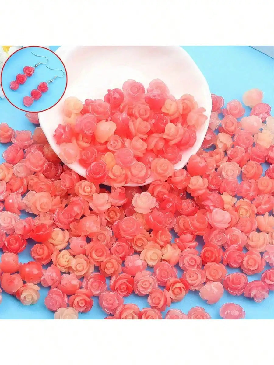 5/11/21pcs Rose Decorative Beads, Summer Beach Vacation Women's Fashion Accessories Decorative Accessories, DIY Party Gift Beads