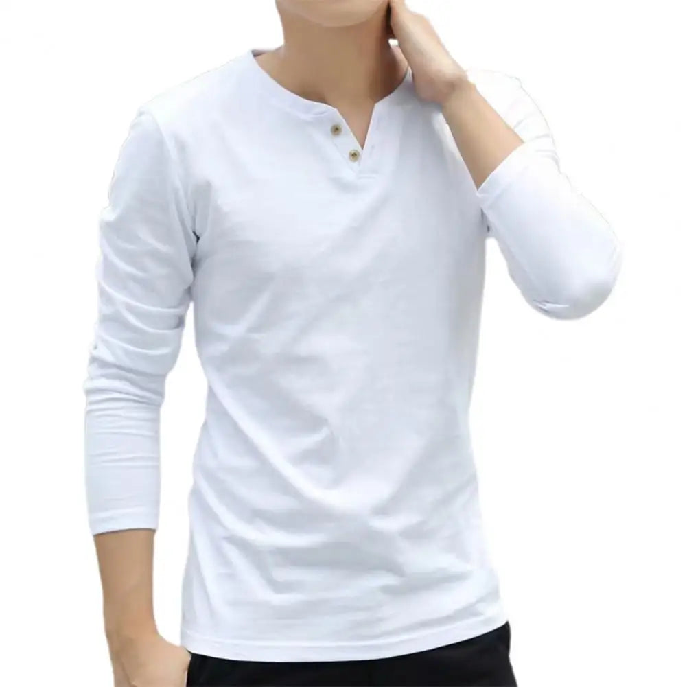 Great  Men T-shirt Slim Casual Base Shirt Long Sleeve Fit Autumn T-shirt for Daily Wear