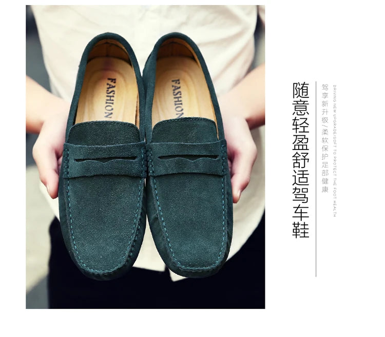 38-50 Shoes Men Casual Shoes Fashion Men Shoes Genuine Leather Men Loafers Moccasins Slip on Men Flats Male Driving Shoes