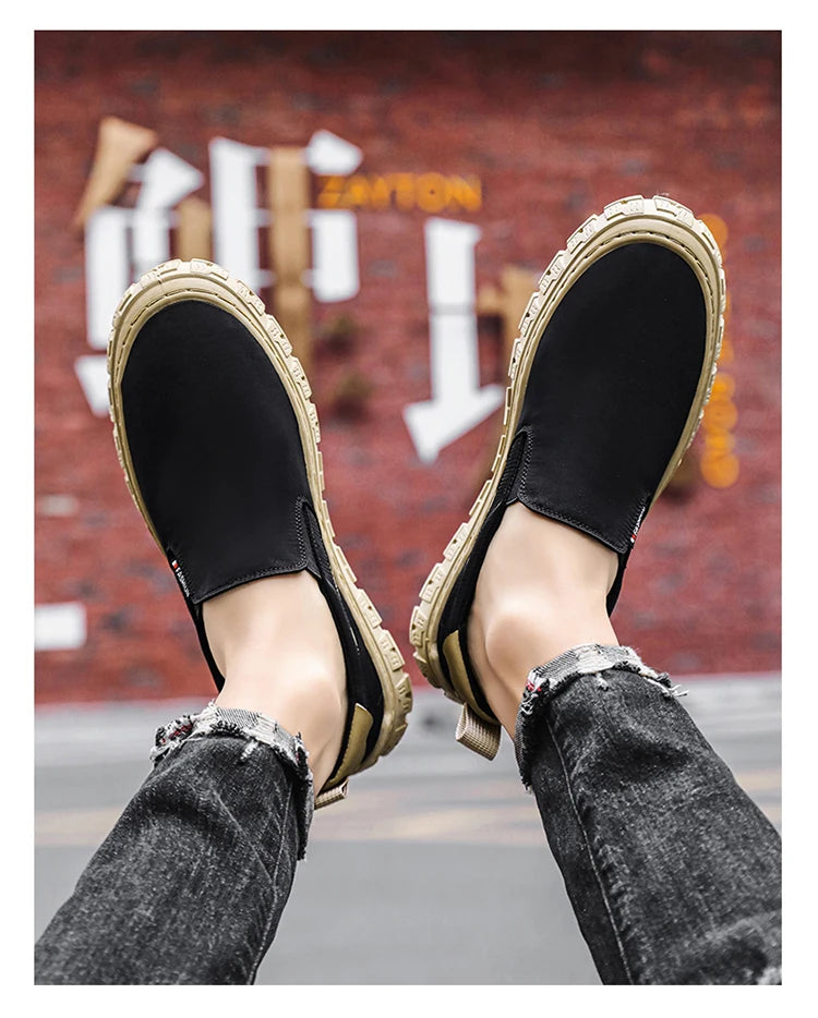 Men's shoes - Autumn thick-soled casual lightweight thick-soled loafers with leather upper, sport shoes
