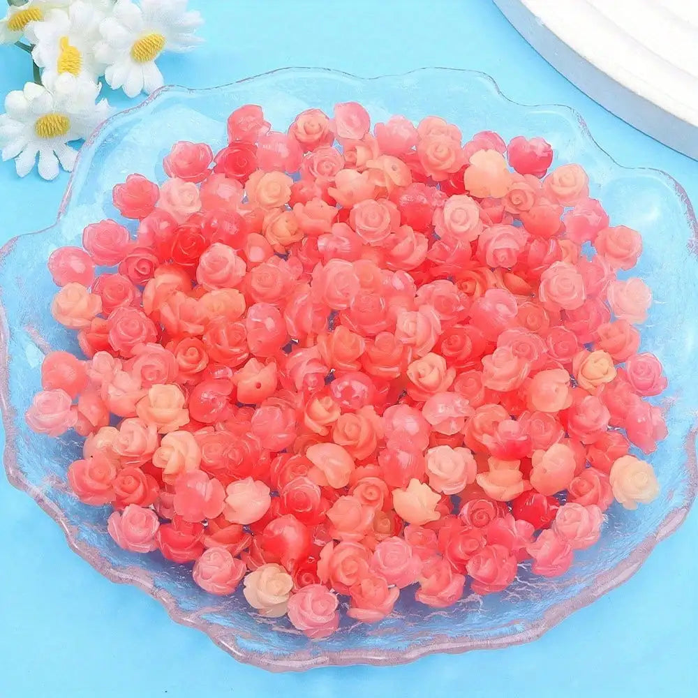 5/11/21pcs Rose Decorative Beads, Summer Beach Vacation Women's Fashion Accessories Decorative Accessories, DIY Party Gift Beads