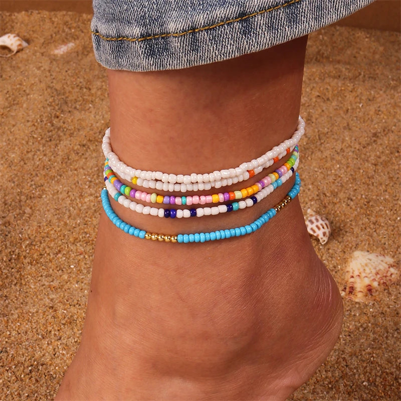 Bohemian Colorful Handmade Beads Anklets for Women Summer Beach Ankle Bracelet Foot Leg Chain Female Girls Jewelry Accessories