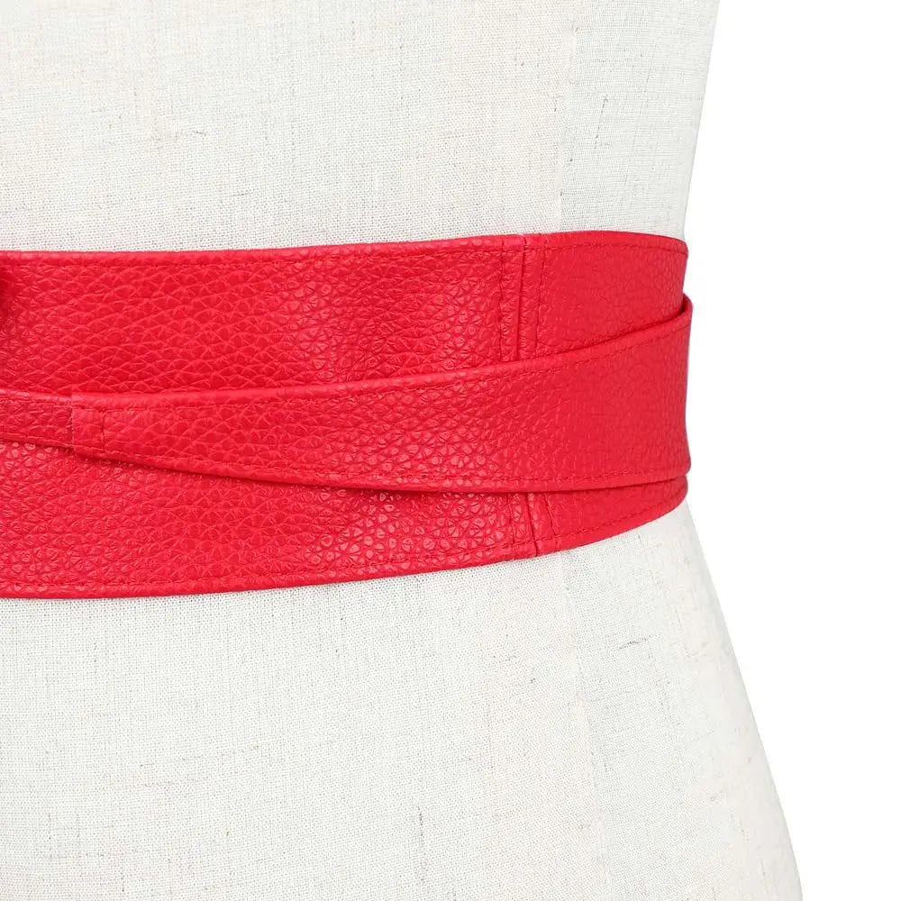 Dress Accessories for Female Soft Leather Dress Belt Elegant Bow Belt Ladies  Girls Belt Wide Self Tie Wrap Around Waist Band