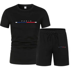 2025 Fashion two-piece sportswear, quick-drying T-shirt and shorts set, men's sportswear set, men's mesh breathable set