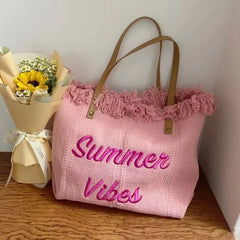 Canvas Women Handbags Large Tote Beach Bag Shopping Bags Underarm Shoulder Bag For Female Casual Top-Handle Bags