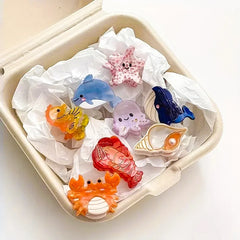 Acetate Ocean Animal Hair Clips for Women Non-Slip Summer Beach Accessories Crab Starfish Whale Multi-Pack Gifts