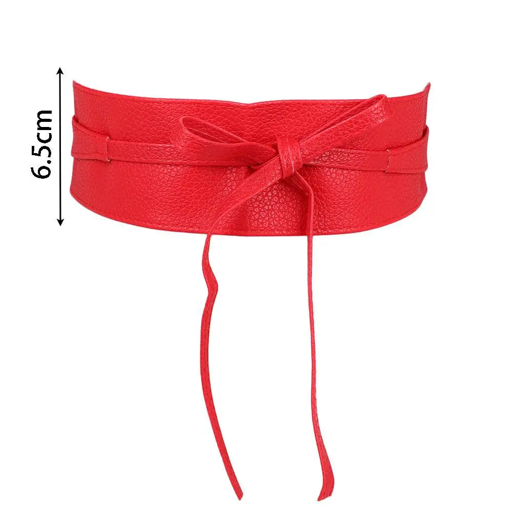Dress Accessories for Female Soft Leather Dress Belt Elegant Bow Belt Ladies  Girls Belt Wide Self Tie Wrap Around Waist Band